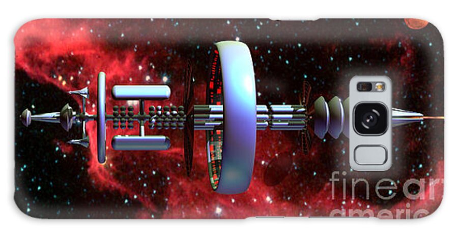 Science Fiction Galaxy Case featuring the digital art United Earth Space Federation Star Ship Hawkins 2 by Walter Neal