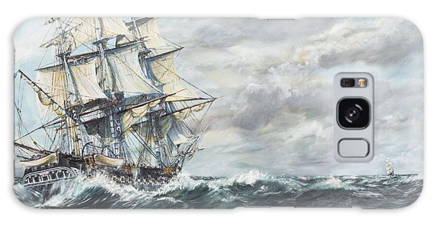 Uss Constitution Galaxy Case featuring the painting USS Constitution heads for HM Frigate Guerriere by Vincent Alexander Booth