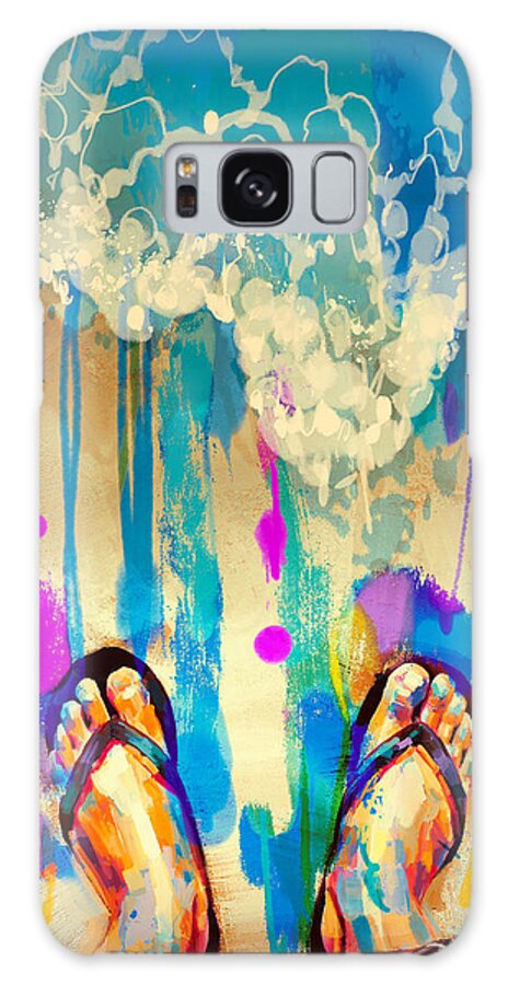 Abstract Galaxy Case featuring the painting Vacation Time by Tithi Luadthong