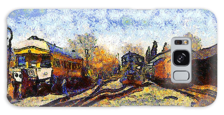 Transportation Galaxy Case featuring the photograph Van Gogh.s Train Station 7D11513 by Wingsdomain Art and Photography