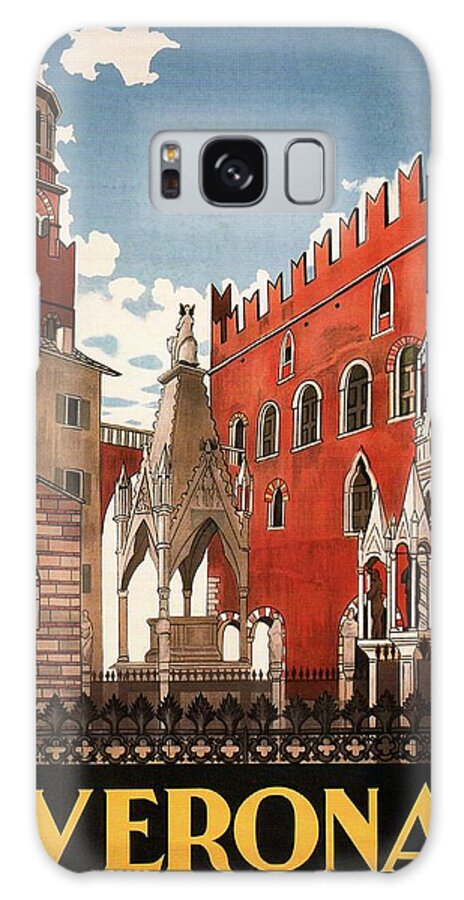 Verona Galaxy Case featuring the mixed media Verona, Italy - Building and monuments - Retro travel Poster - Vintage Poster by Studio Grafiikka