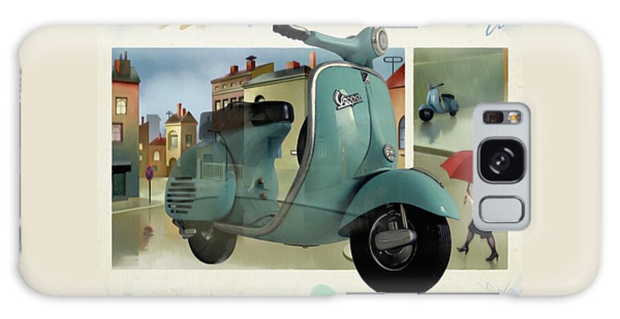 Italy Galaxy S8 Case featuring the mixed media Vespa Memories by Udo Linke