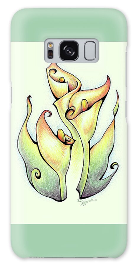 Nature Galaxy S8 Case featuring the drawing Vibrant Flower 3 Arum Lily by Sipporah Art and Illustration