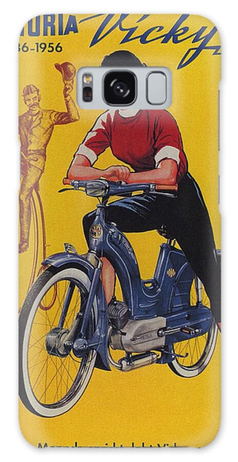Vintage Galaxy Case featuring the mixed media Victoria Vicky IV - Motorcycle - Vintage Advertising Poster by Studio Grafiikka