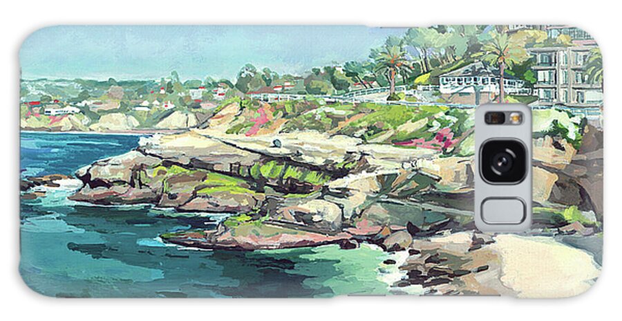 Brockton Villa Galaxy Case featuring the painting La Jolla Cove at Brockton Villa San Diego California by Paul Strahm
