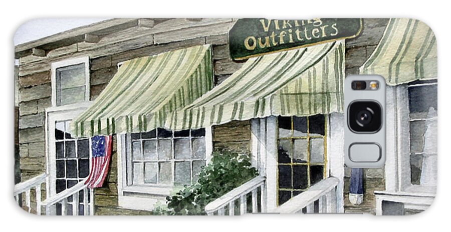 Storefront Galaxy Case featuring the painting Viking Outfitters by Lael Rutherford
