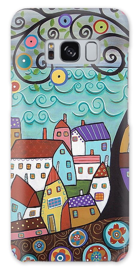 Seascape Galaxy Case featuring the painting Village By The Sea by Karla Gerard