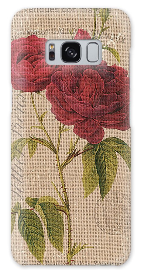 Floral Galaxy Case featuring the painting Vintage Burlap Floral 3 by Debbie DeWitt