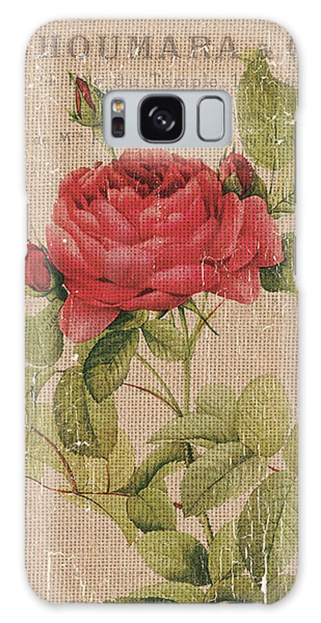 Floral Galaxy Case featuring the painting Vintage Burlap Floral by Debbie DeWitt