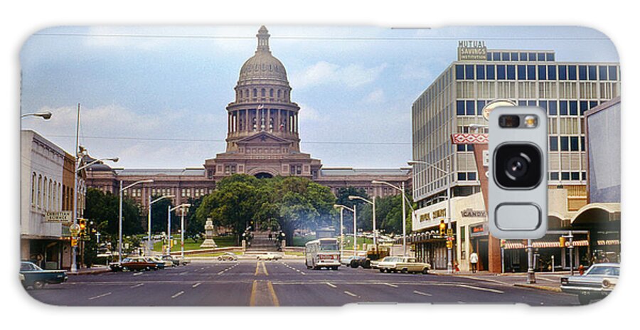 Vintage Galaxy Case featuring the photograph Vintage July 1968 view looking up Congress Avenue to the Texas State Capitol by Dan Herron