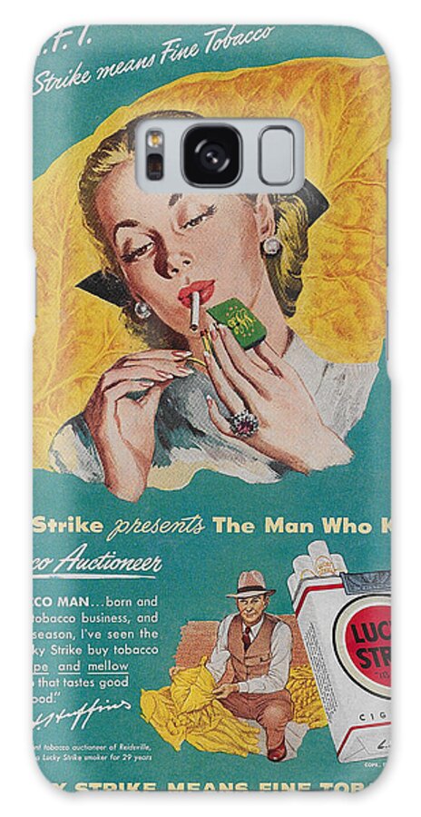 James Smullins Galaxy Case featuring the mixed media Vintage Lucky Strike ad by James Smullins