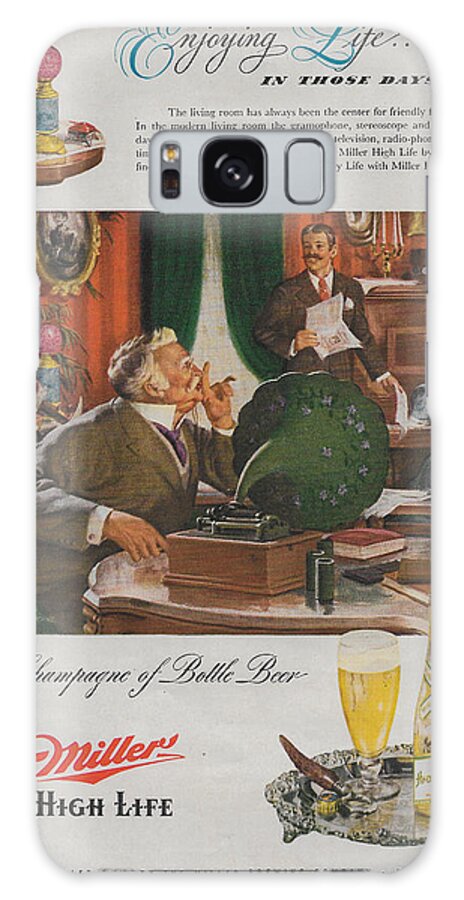 Beer Galaxy Case featuring the mixed media Vintage Miller High Life ad 1949 by James Smullins