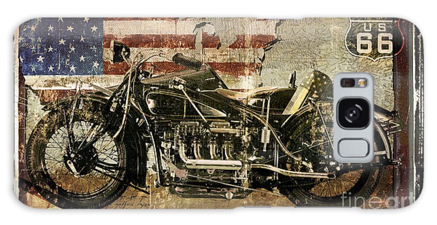 Motorcycle Galaxy Case featuring the painting Vintage Motorcycle Unbound by Mindy Sommers