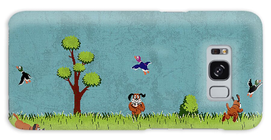 Vintage Galaxy Case featuring the mixed media Vintage Nintendo NES Duck Hunt Game Scene by Design Turnpike