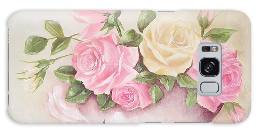 Flowers Galaxy S8 Case featuring the painting Vintage Roses Shabby Chic Roses Painting Print by Chris Hobel