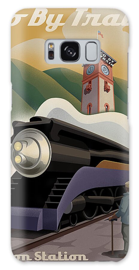 Train Galaxy Case featuring the digital art Vintage Union Station Train Poster by Mitch Frey