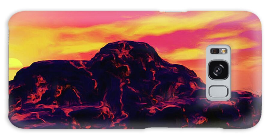 Volcanic Islands Galaxy Case featuring the painting Volcanic Lava Island by Wayne Bonney