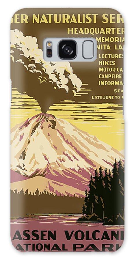 Volcano Galaxy Case featuring the painting Volcano eruption, National park Lessen by Long Shot