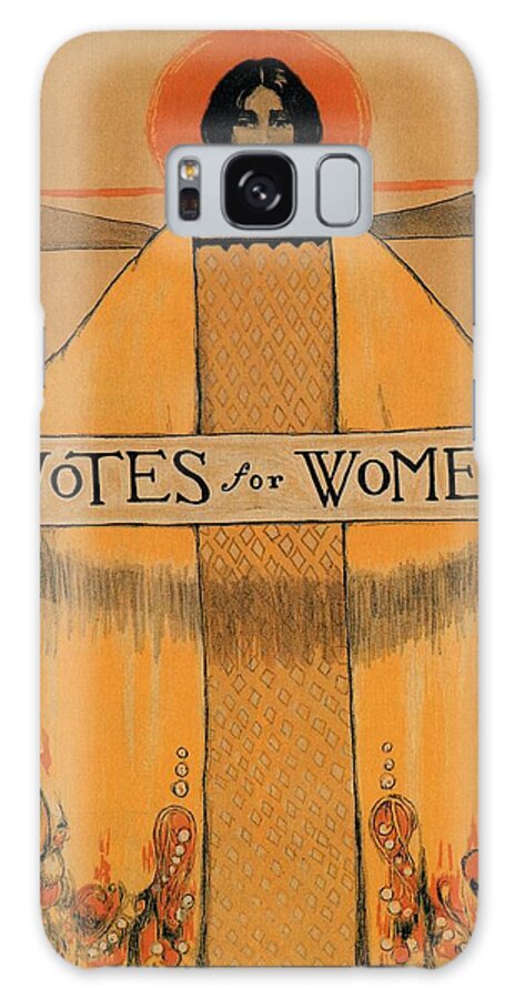 Votes For Women Galaxy Case featuring the mixed media Votes for Women - Vintage Propaganda Poster by Studio Grafiikka