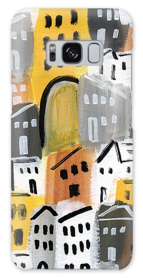 Houses Galaxy Case featuring the painting Waiting For Autumn- expressionist art by Linda Woods