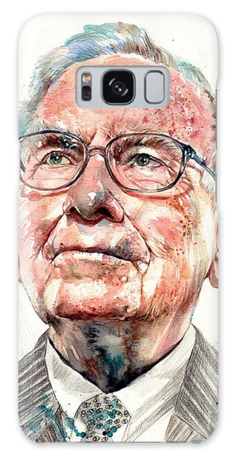 Warren Galaxy Case featuring the painting Warren Buffett portrait #1 by Suzann Sines