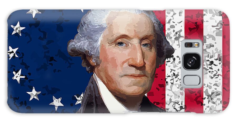 George Washington Galaxy Case featuring the painting Washington and The American Flag by War Is Hell Store