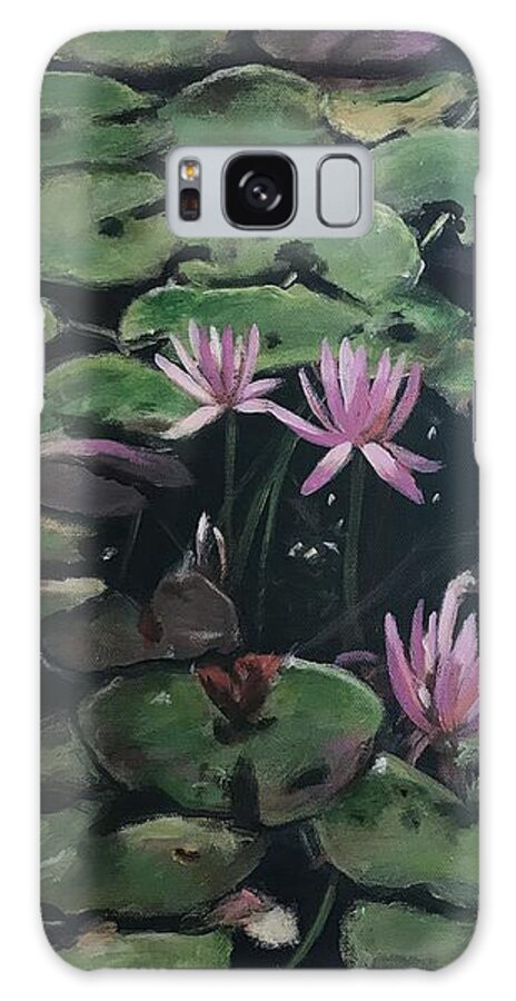 Water Lilies Galaxy Case featuring the painting Water Lilies by Gloria Smith