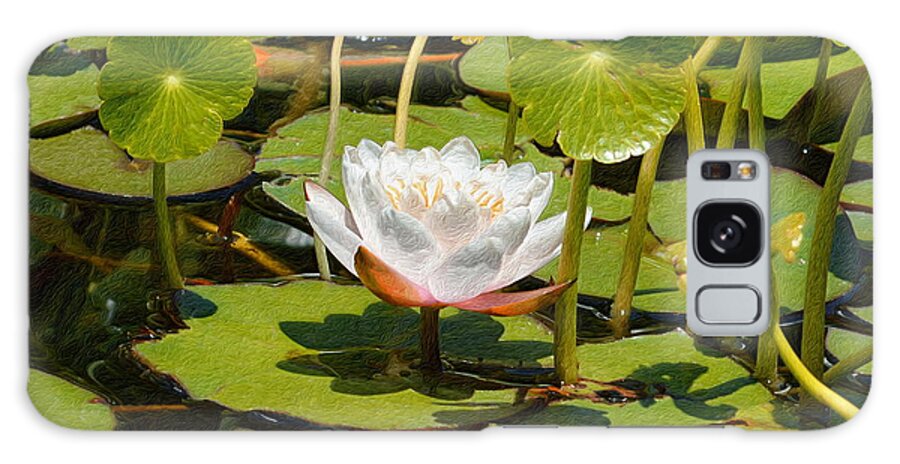 Water Lilies Galaxy Case featuring the digital art Water Lilies In Textures - Three by Glenn McCarthy Art and Photography