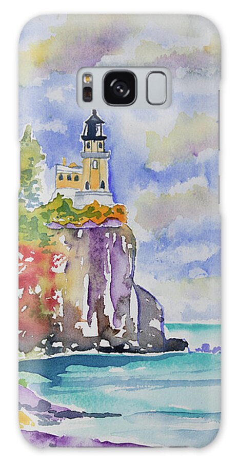 Split Rock Lighthouse Galaxy Case featuring the painting Watercolor - Autumn at Split Rock Lighthouse by Cascade Colors