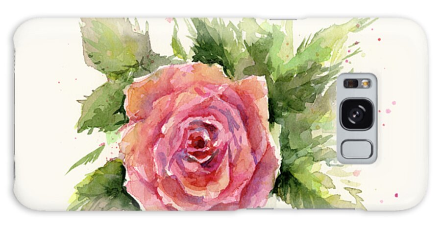 Rose Galaxy Case featuring the painting Watercolor Rose by Olga Shvartsur