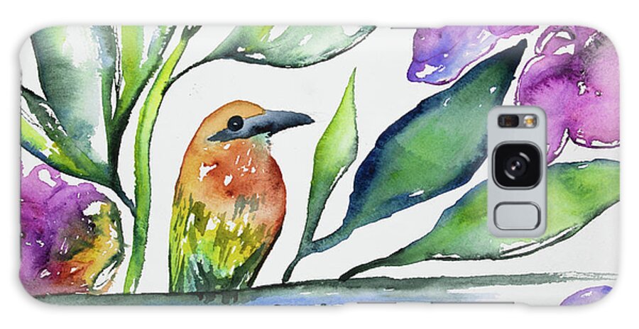 Rufous Motmot Galaxy Case featuring the painting Watercolor - Rufous Motmot by Cascade Colors