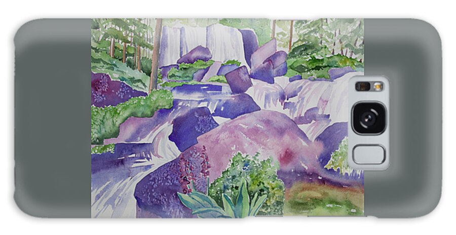Waterfall Galaxy Case featuring the painting Watercolor - Waterfall in the San Juans by Cascade Colors