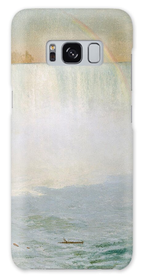 Waterfall And Rainbow Galaxy Case featuring the painting Waterfall and Rainbow at Niagara Falls by Albert Bierstadt