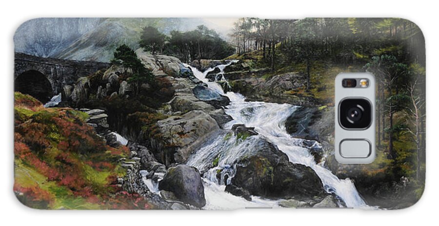 Landscape Galaxy Case featuring the painting Waterfall in February. by Harry Robertson