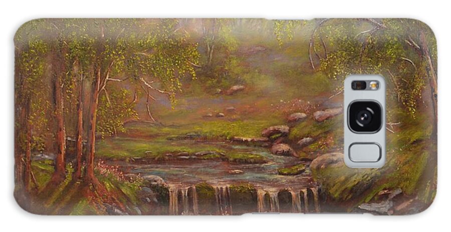 Waterfall Galaxy Case featuring the painting Waterfall Paridise by Michael Mrozik