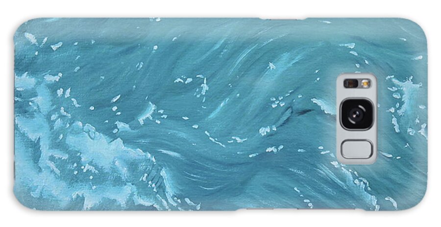 Waves Galaxy Case featuring the painting Waves - Light Blue by Neslihan Ergul Colley