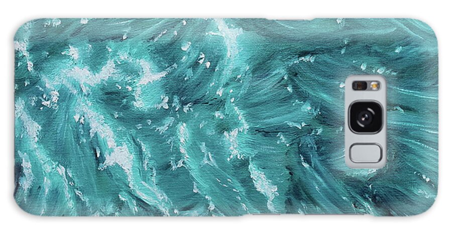 Waves Galaxy Case featuring the painting Waves - Light Turquoise by Neslihan Ergul Colley