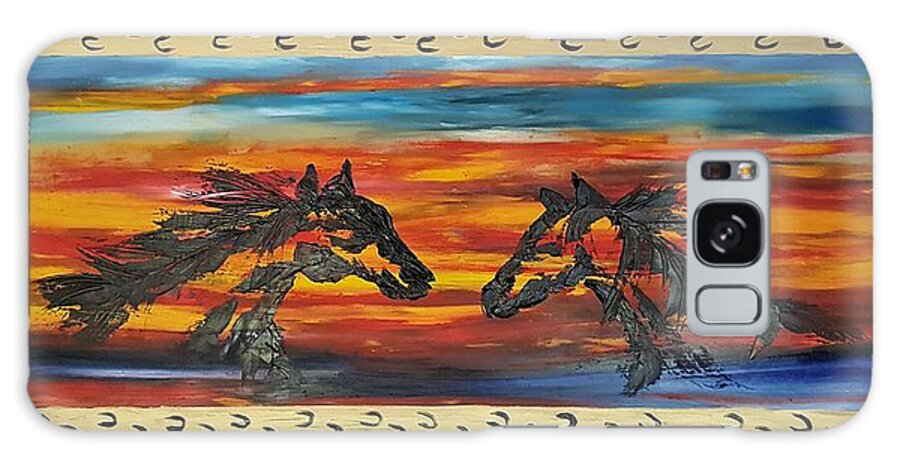 Wild Mustangs Galaxy Case featuring the painting We Meet Again    33 by Cheryl Nancy Ann Gordon