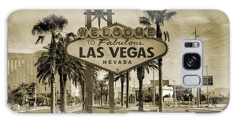 #faatoppicks Galaxy Case featuring the photograph Welcome To Las Vegas Series Sepia Grunge by Ricky Barnard