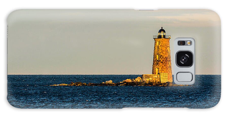 Whaleback Galaxy Case featuring the photograph Whaleback Lighthouse at Sunset by Nancy De Flon
