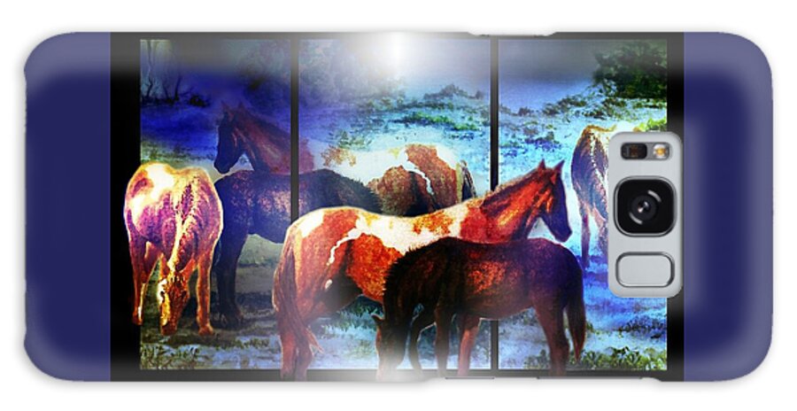 Horses Galaxy Case featuring the mixed media What Horses Dream by Hartmut Jager