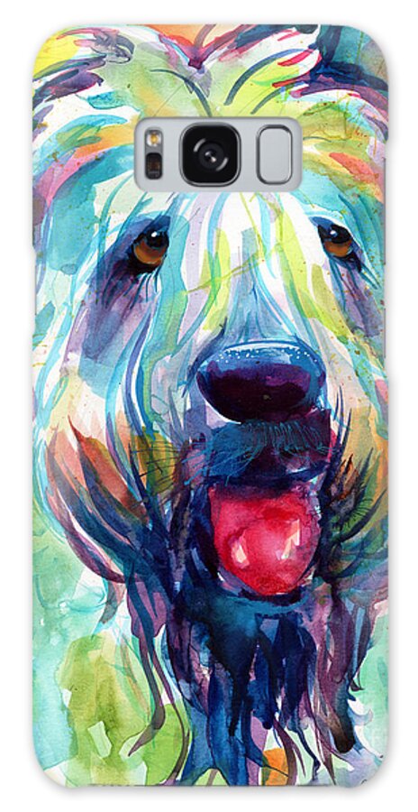 Wheaten Terrier Galaxy Case featuring the painting Wheaten terrier dog portrait by Svetlana Novikova