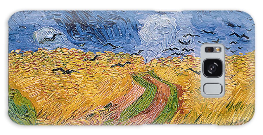 Landscape;post-impressionist; Summer; Wheat; Field; Birds; Threatening; Sky; Cloud; Post-impressionism Galaxy Case featuring the painting Wheatfield with Crows by Vincent van Gogh