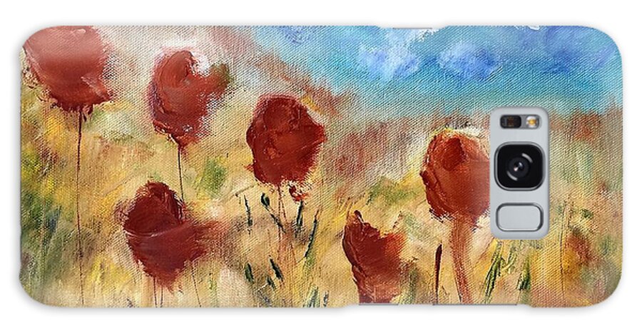 Landscape Galaxy Case featuring the painting Where Poppies Grow  by Donna Painter
