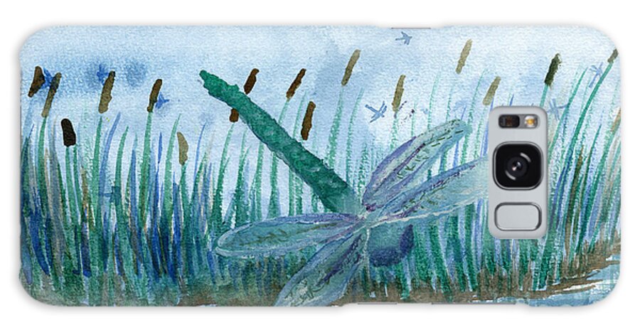 Dragonfly Galaxy S8 Case featuring the painting Whispering Cattails by Victor Vosen