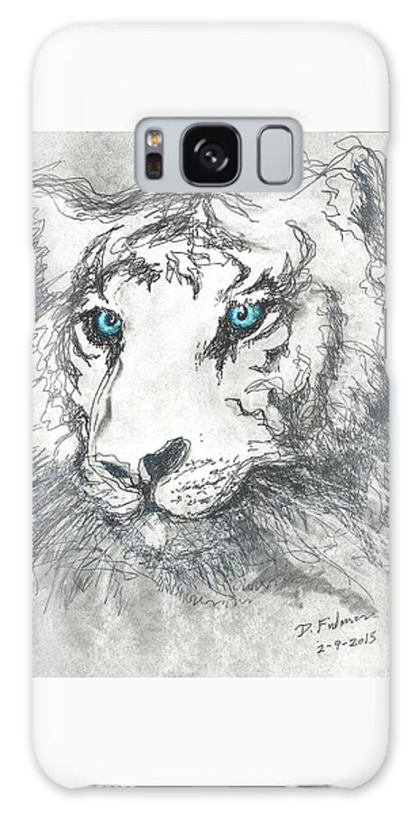 Tiger Galaxy Case featuring the drawing White Bengal Tiger by Denise F Fulmer