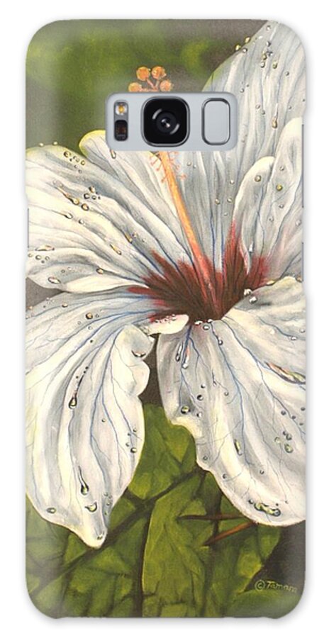 White Hibiscus Flower Galaxy Case featuring the painting White Hibiscus by Tamara Kulish