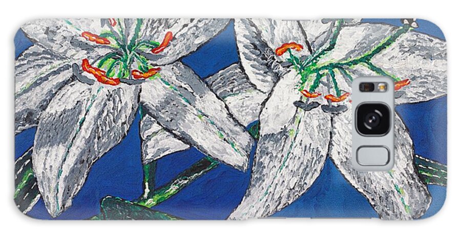 Flower Galaxy Case featuring the painting White Lilies by Valerie Ornstein