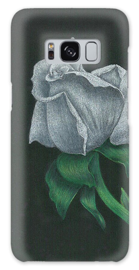 Rose Galaxy Case featuring the drawing White Rose by Troy Levesque