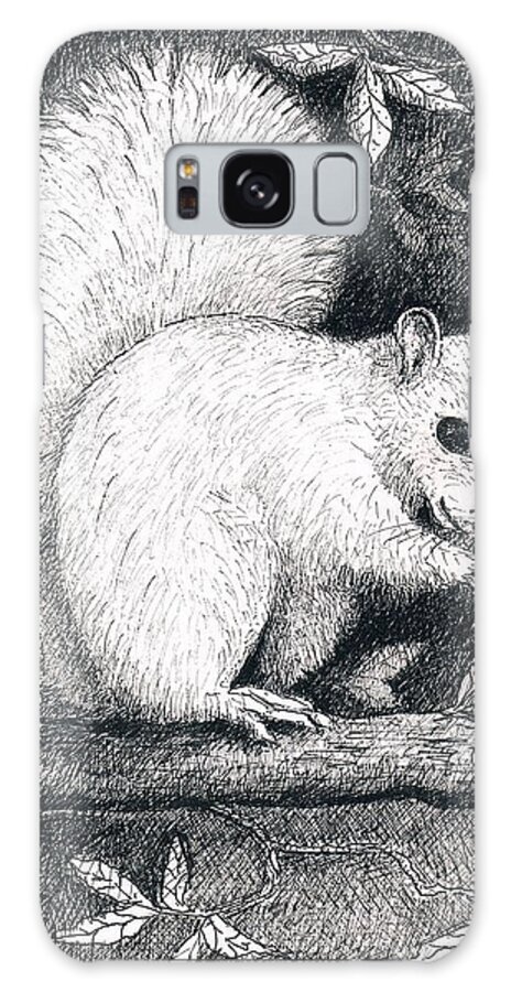 Squirrel Galaxy Case featuring the drawing White Squirrel by Lee Pantas